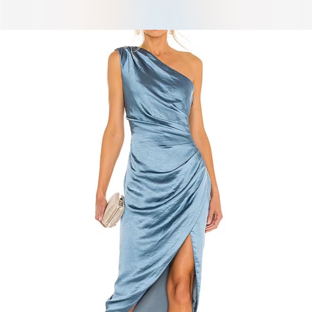 Elegant One-Shoulder Blue Dress